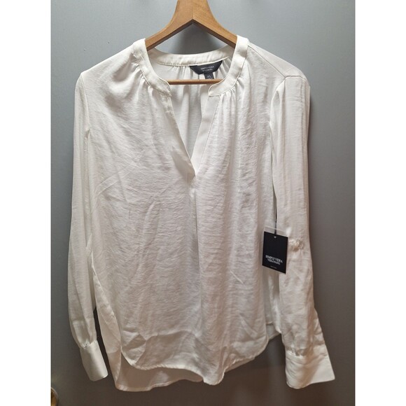 NWT Simply Vera Vera Wang Womens Ivory Long Sleeve Blouse Size PS READ - Picture 1 of 7